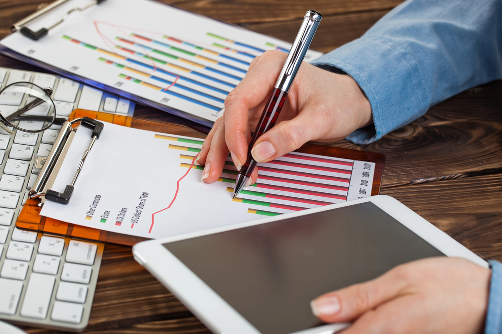 Accounting and reports on an office desk