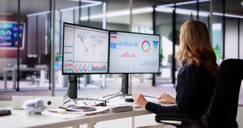 A woman in front of a computer for Analytics Data
