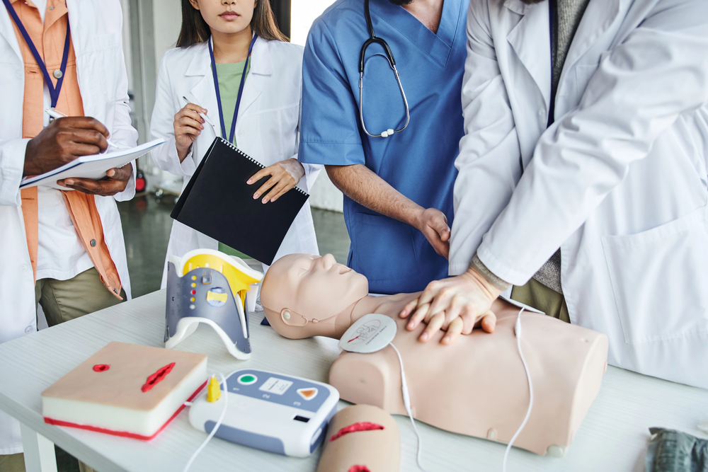 medical equipment and young students