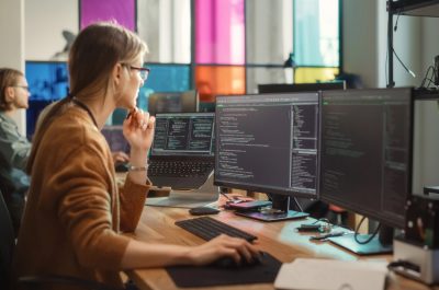 Software developer coding
